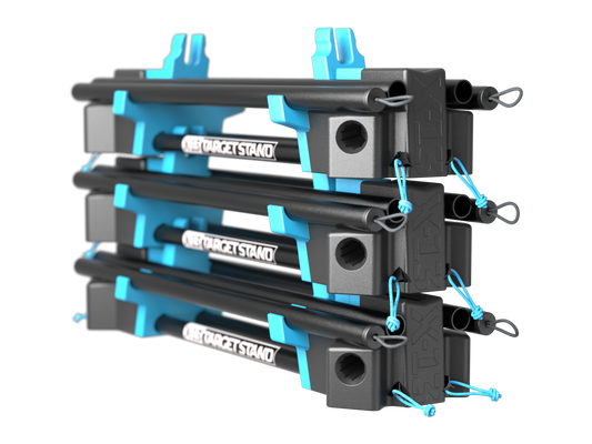 Nocturnal Defense (3 Pack) X-13 Target Stand Stage Bundle — 3 Complete Interlocking Stands with Stowed Legs, Stakes & Clips